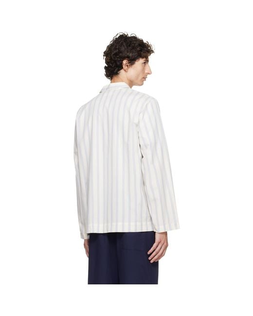 Tekla White Off- & Poplin Long-Sleeved Pyjama Shirt for men