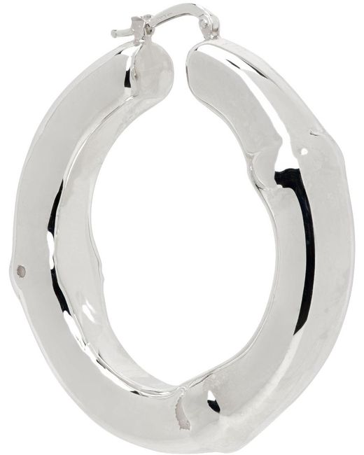 Jil Sander Metallic Silver Hoop Single Earring for men