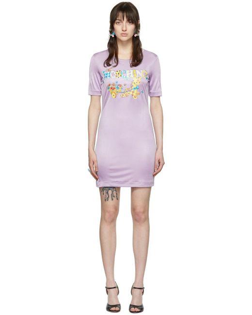 Moschino パープル ビスコース ミニワンピース Black