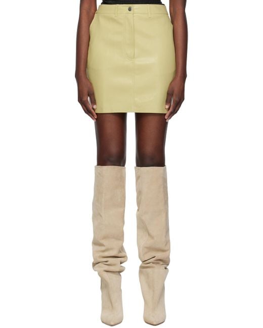 Nanushka Natural Yellow Miray Vegan Leather Miniskirt