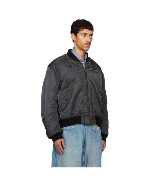 Maison Margiela Black Reversible Bomber Jacket for men