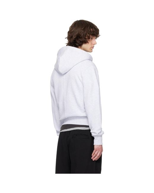 Entire studios White Slim Zip Up Hoodie for men