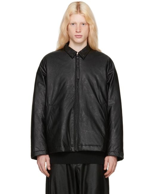 N. Hoolywood Black Darted Faux-leather Jacket for men