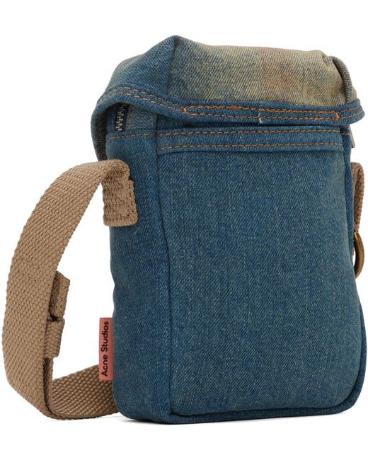Acne Green Blue & Beige Mini Denim Pouch Bag