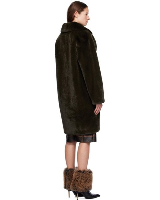 Stand Studio Black Camille Faux-Fur Cocoon Coat