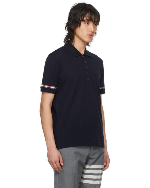 Thom Browne Black Navy Patch Polo for men