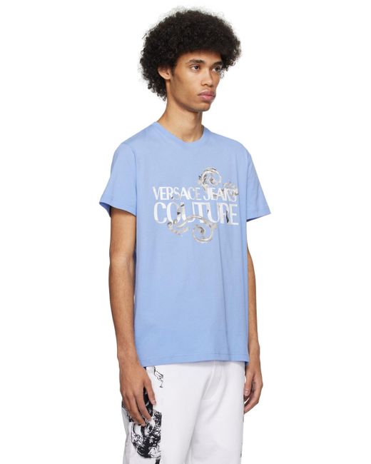Versace Blue Watercolor Couture T-shirt for men