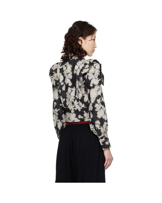 Anna Sui Black Off- Cropped Ruffle Jacket