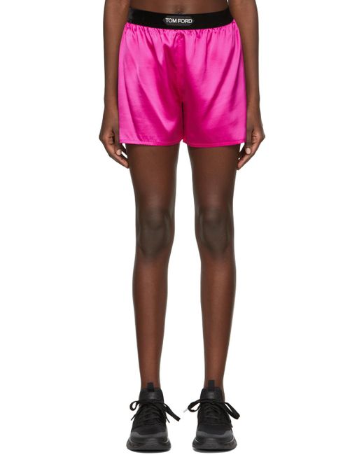 tom ford pink satin shorts