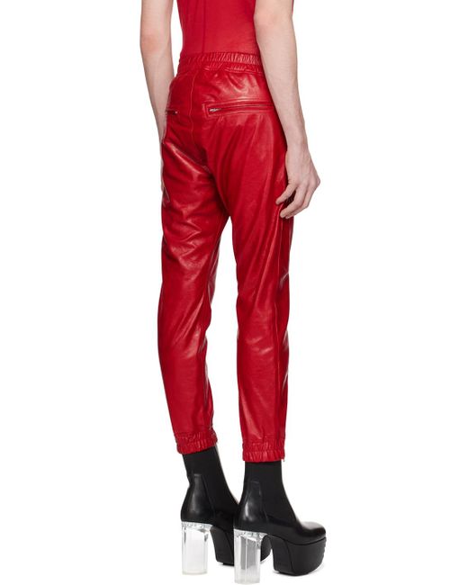 Pantalon luxor rouge en cuir Rick Owens pour homme en coloris Red
