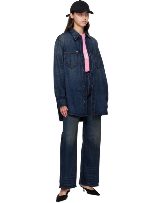 Acne ブルー ボタンアップ デニムシャツ Blue