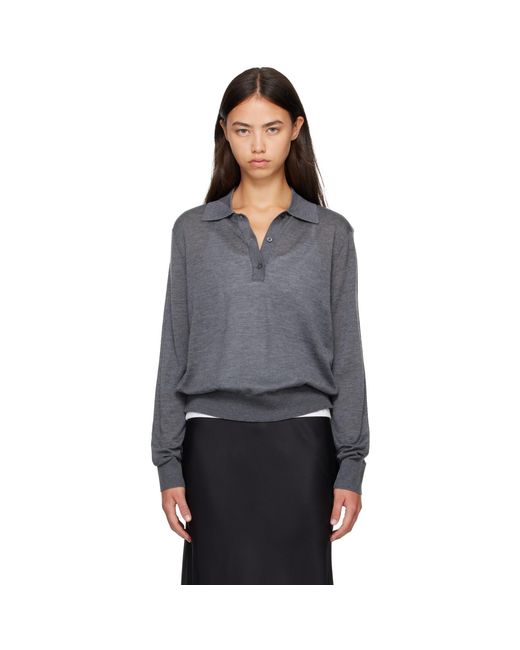 Loulou de Saison Gray Miles Long Sleeve Polo