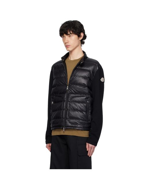 Moncler Black Padded Wool Zip-Up Down Jacket for men