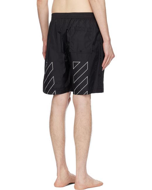 Off-White c/o Virgil Abloh Black Off- Diag Outline Surfer Swim Shorts for men