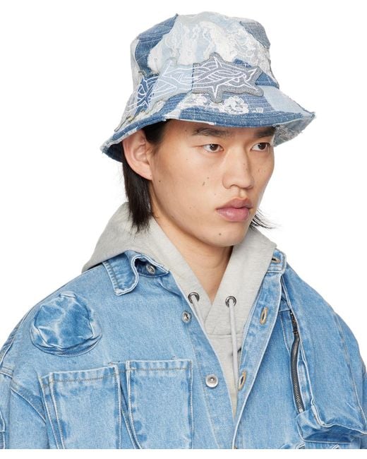 Who Decides War Blue Thorn Wrapped Grid Bucket Hat for men