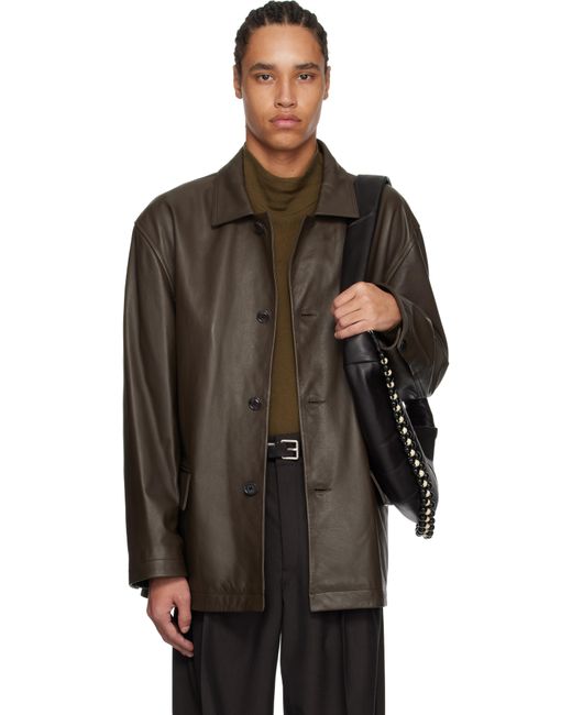 Lemaire Black Relaxed Leather Jacket for men
