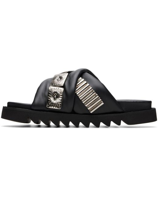 Toga Virilis Black Sssense Exclusive Leather Sandals for men