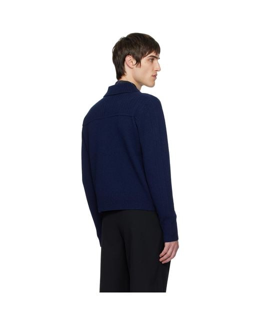 Dries Van Noten Blue Wool Cardigan for men