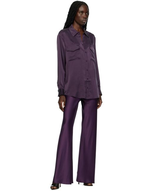 SILK LAUNDRY Purple Bias-cut Lounge Pants