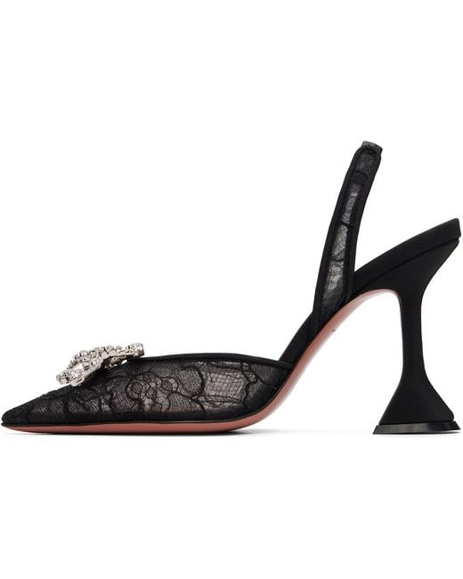 AMINA MUADDI Black Rosie Lace Sling 95 Heels