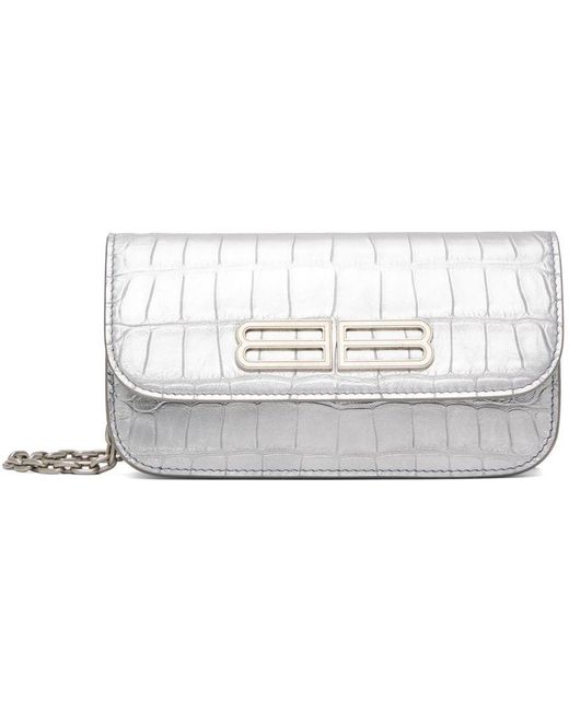 Balenciaga Leather Silver Gossip Shoulder Bag in Black Lyst