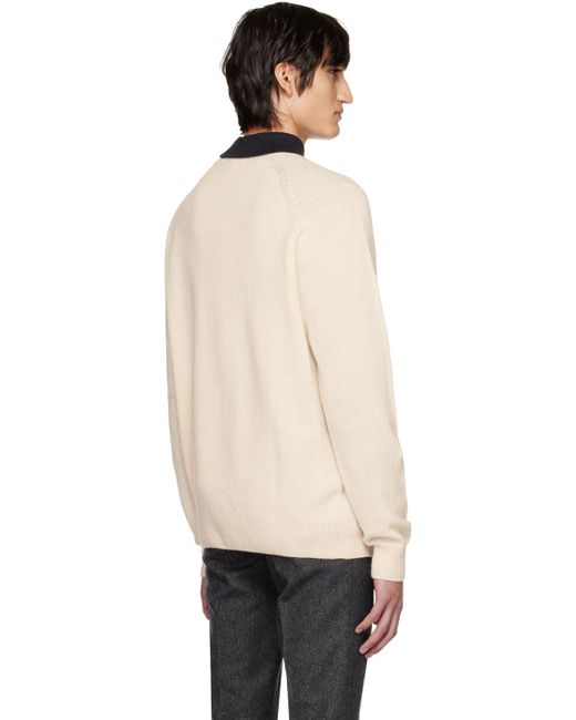 Sunspel Black Beige Raglan Sweater for men