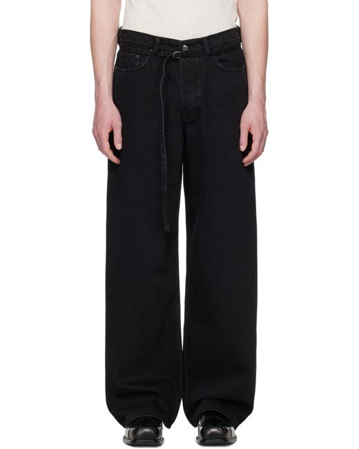 032c Black 'Down To Earth' Wide Leg Jeans for men