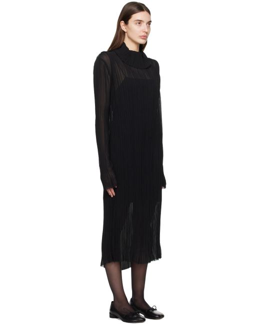 Robe midi noire en crépon MM6 by Maison Martin Margiela en coloris Black