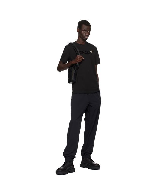 Moncler Black Flocked Logo T-Shirt for men