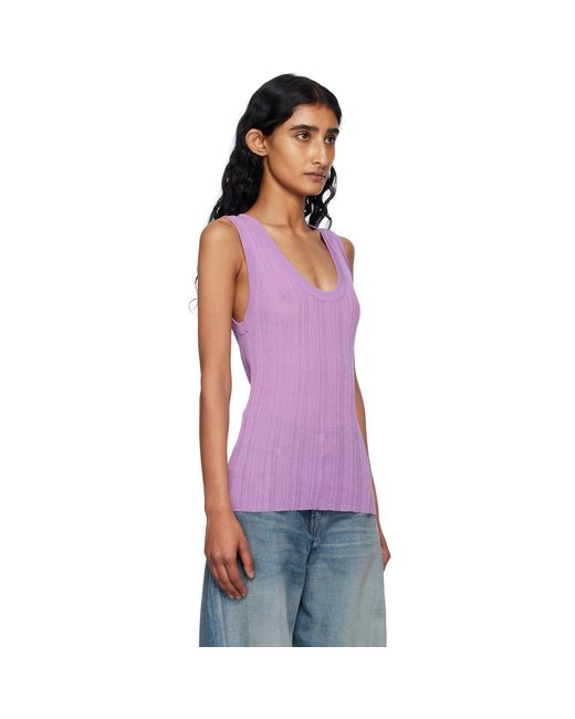 Versace Purple Ribbed Knit Tank Top