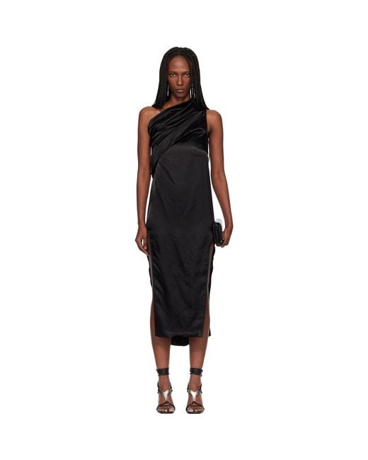 Rick Owens Black Temple Athena Arrowhead Midi Dress