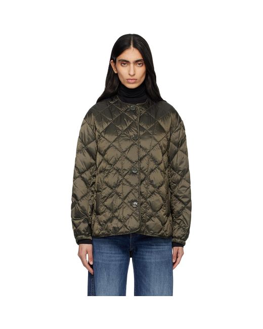 Max Mara Black Khaki Soft Quilted Down Jacket