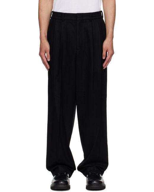 LE17SEPTEMBRE Black Two Tuck Wool Trousers for men
