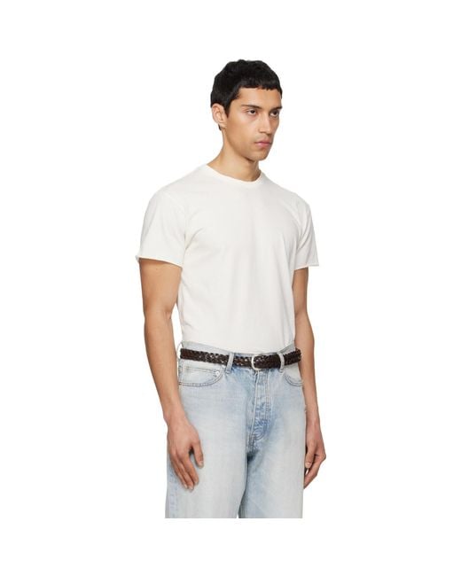 TONYWACK White Off- Garment Dyed Raw Edge T-Shirt for men