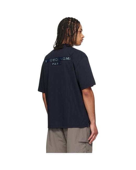 Wooyoungmi Black Tuft Embroidered Back Logo T-Shirt for men