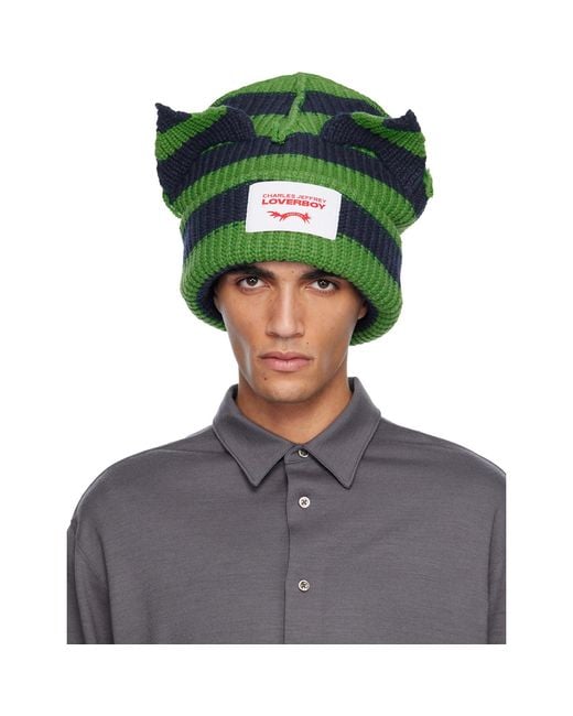 Charles Jeffrey Green Supersized Chunky Ears Beanie for men