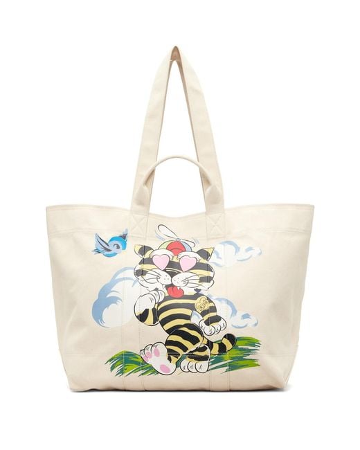 KENZO Natural Off- Paris Cartoon' Large Tote for men