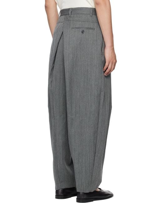 Hed Mayner Gray Wool Trousers for men