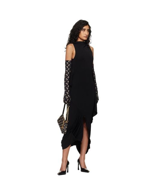 MARINE SERRE Black Recycled Moon Jersey Long Gloves