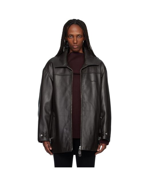 Courreges Black Oversized Leather Jacket