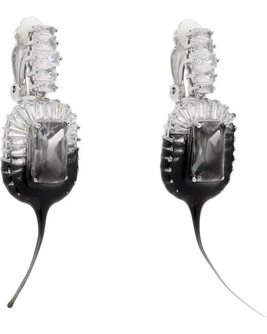 Boucles d'oreilles à clip argenté et noir à pierres du rhin et à pendentif enduit OTTOLINGER en coloris Metallic