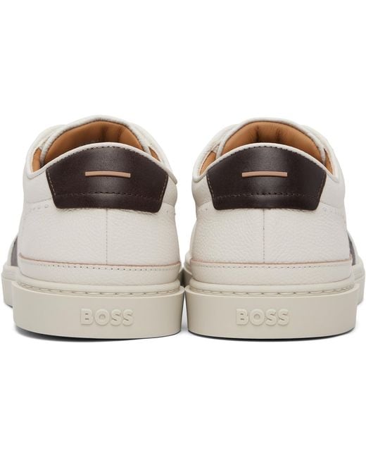 Boss White Gary Leather Sneakers for men