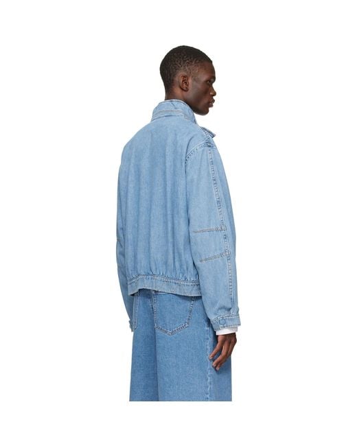 Dries Van Noten Blue Zip Denim Jacket for men