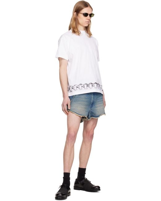 Random Identities White Chain Belt Print Short Sleeve T-Shirt for men