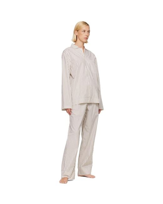 Tekla White Off- & Poplin Long-Sleeved Pyjama Shirt