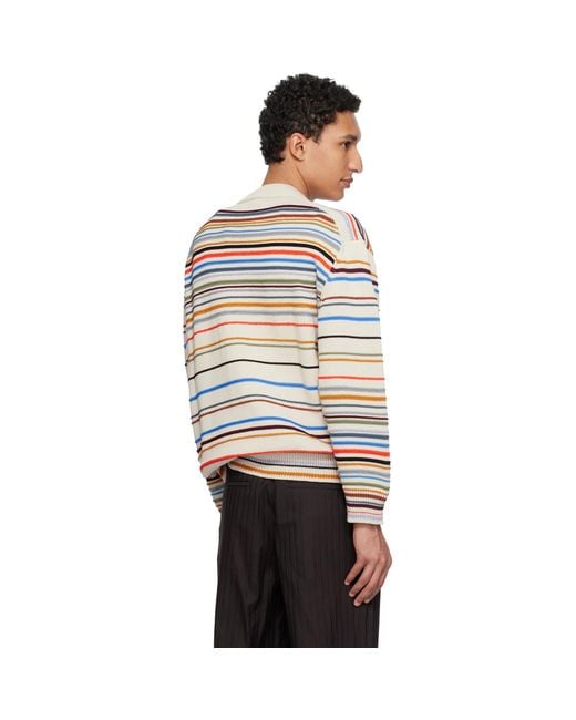Paul Smith Multicolor 'Signature Stripe' Cotton-Blend Cardigan for men
