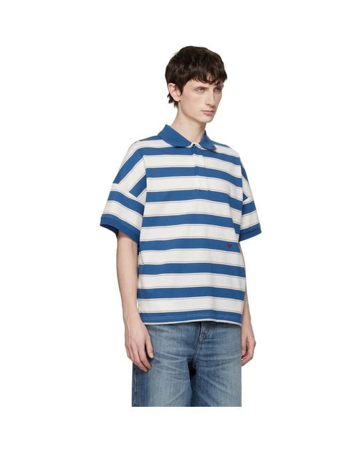 Rhude Blue Off- Fontaine Striped Ss Polo for men