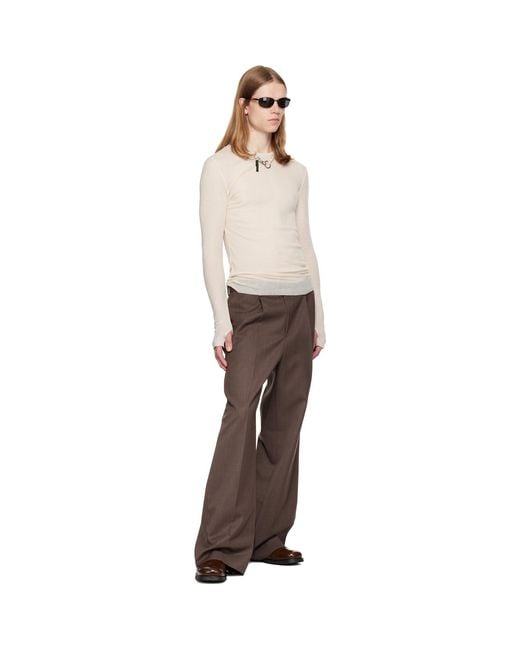 TONYWACK Brown Melange Wool Wide-Leg Pleated Trousers for men