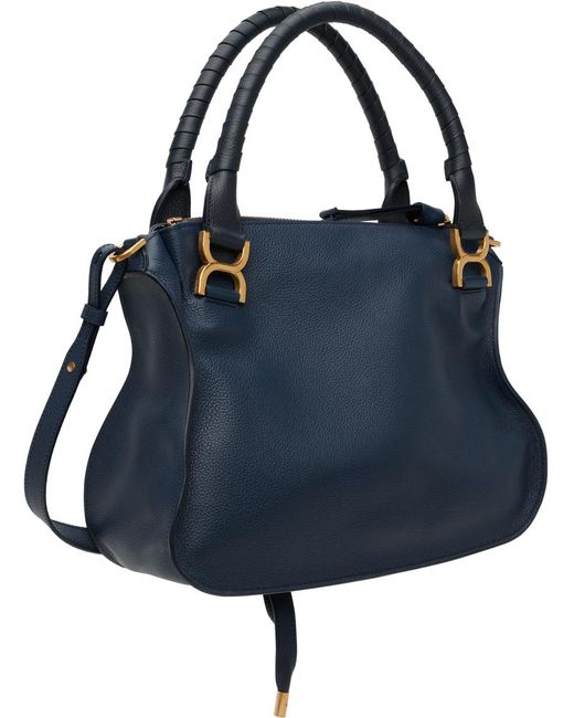 Chloé Blue + Net Sustain Marcie Medium Leather-trimmed Suede Shoulder Bag