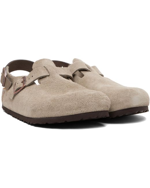 Birkenstock Black Taupe Regular Tokio Slip-On Loafers for men